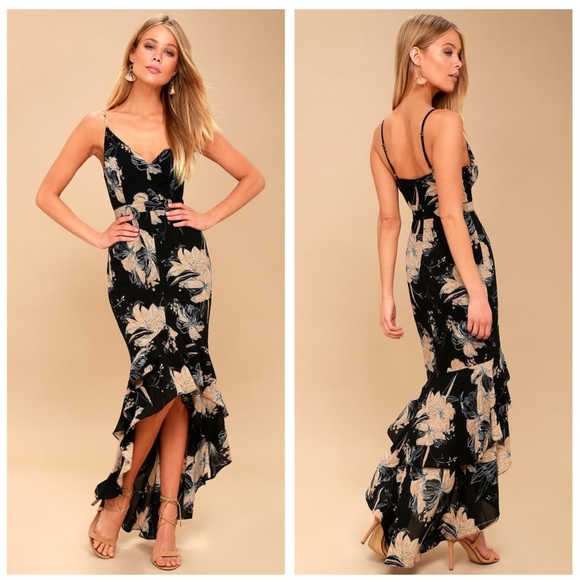 Lulus Dresses & Skirts - Lulu’s Darling Daylily Black Floral Maxi Dress